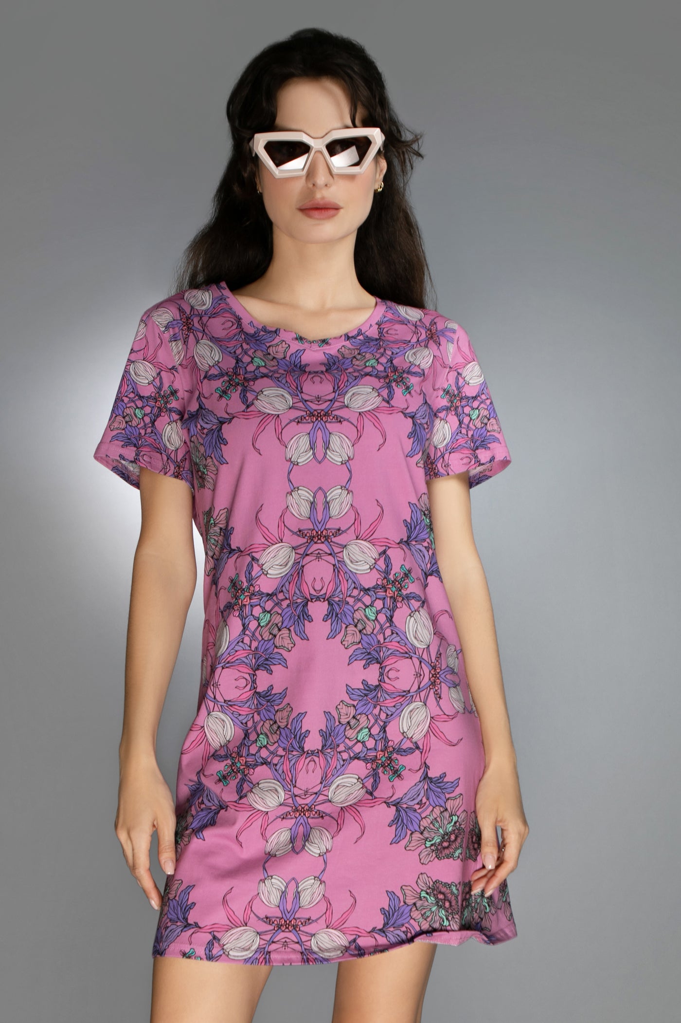 Crocus Lilac Floral T-Shirt Dress