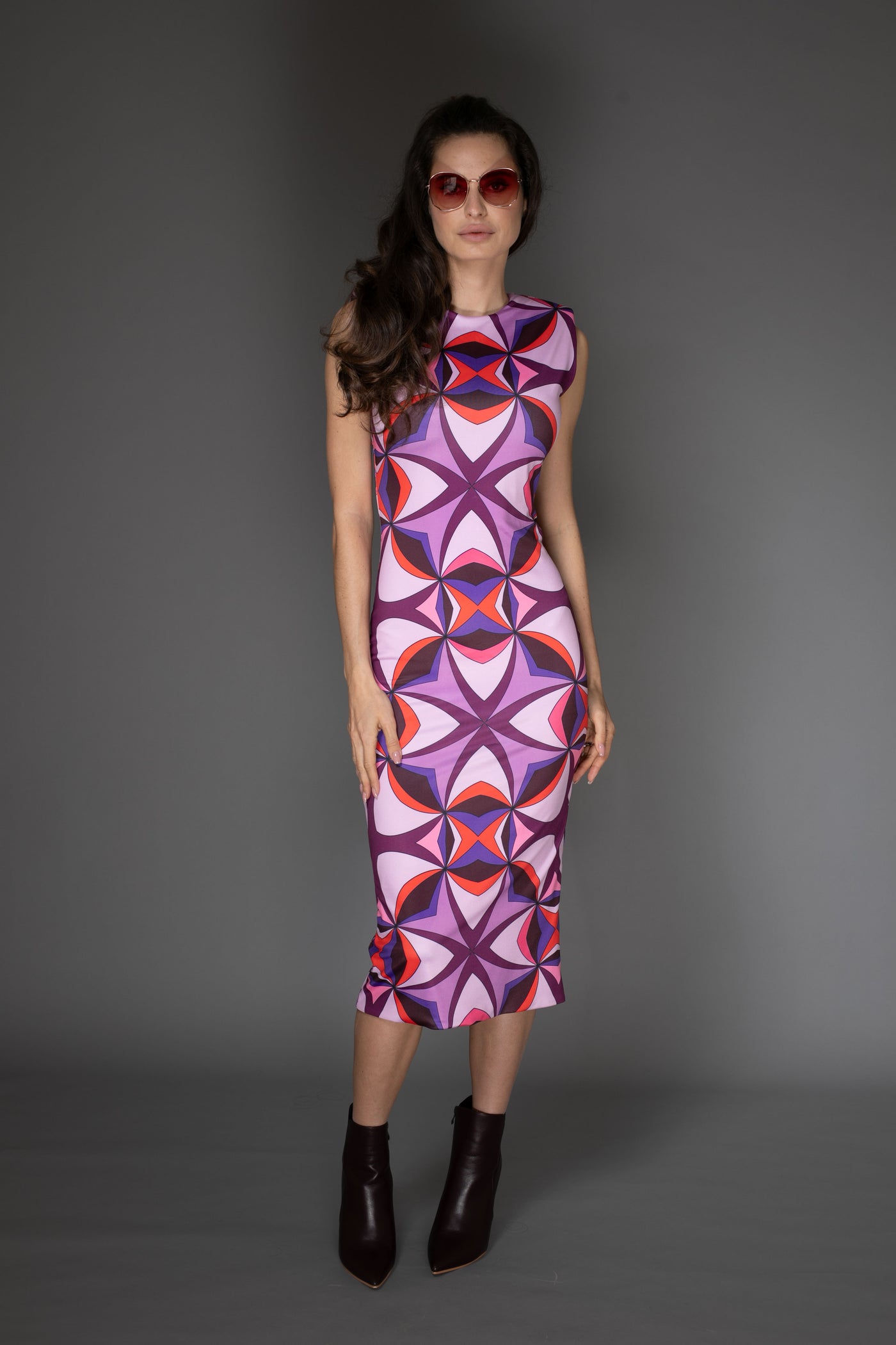 AB - Abstract Electric Purple Midi Dress