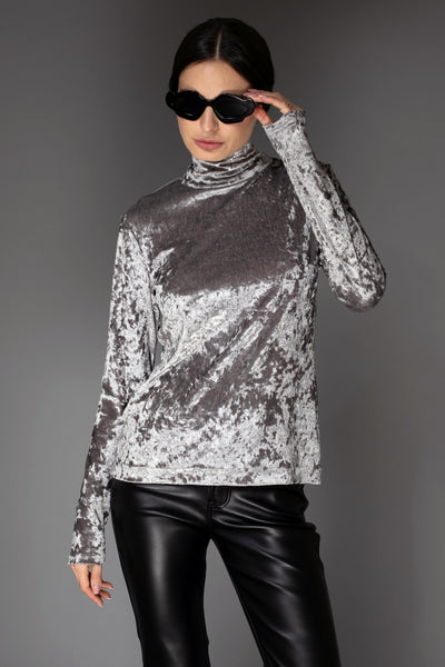 AW Silky Velvet Turtleneck - Silver Grey Long-Sleeve