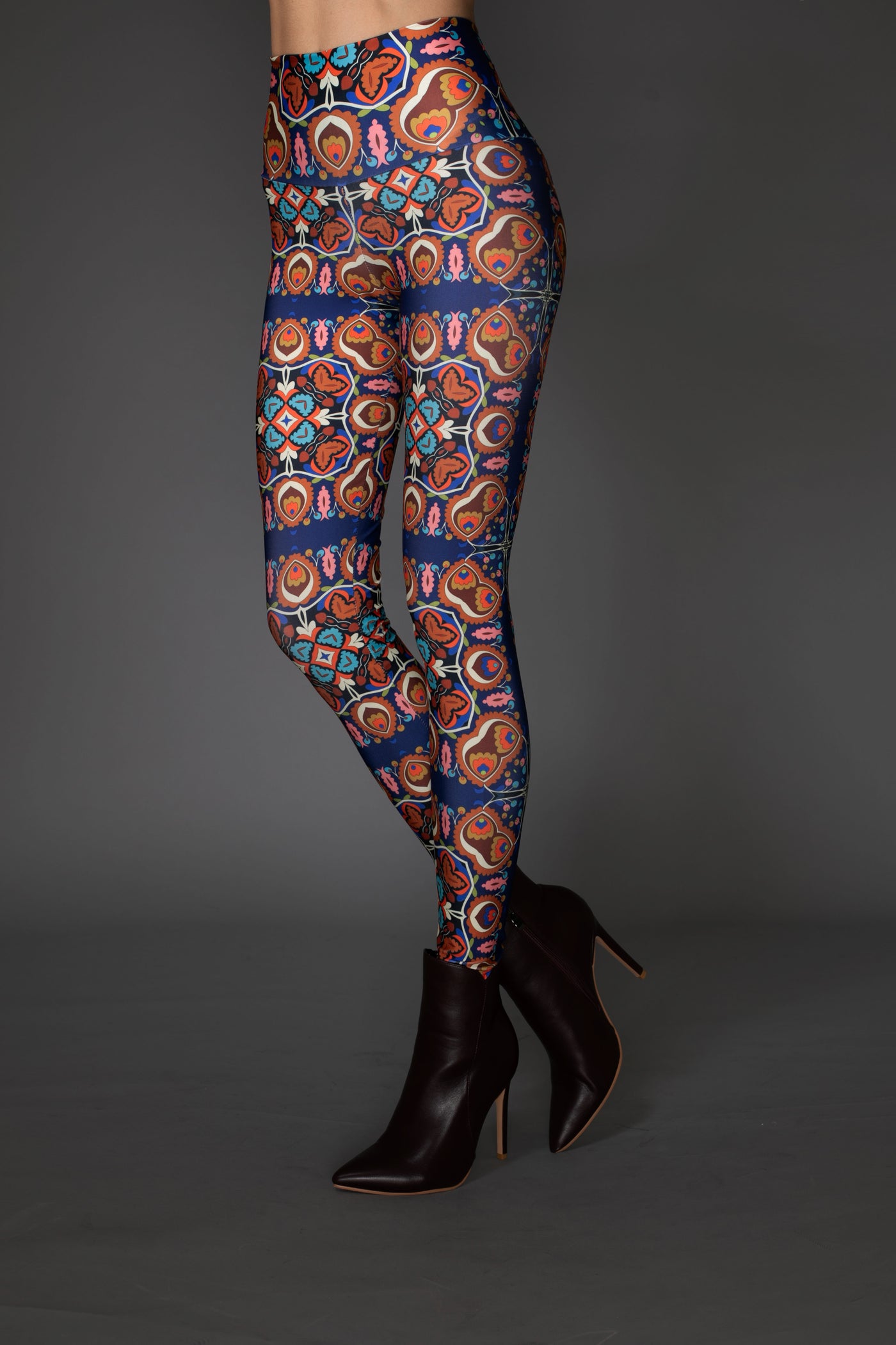 AW - Floral Blue Multi-Colored Patterned Leggings