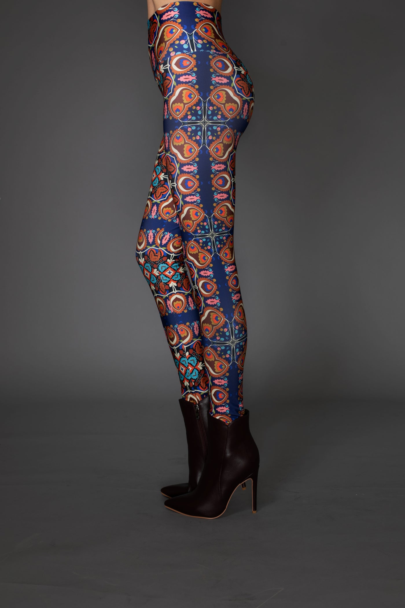 AW - Floral Blue Multi-Colored Patterned Leggings