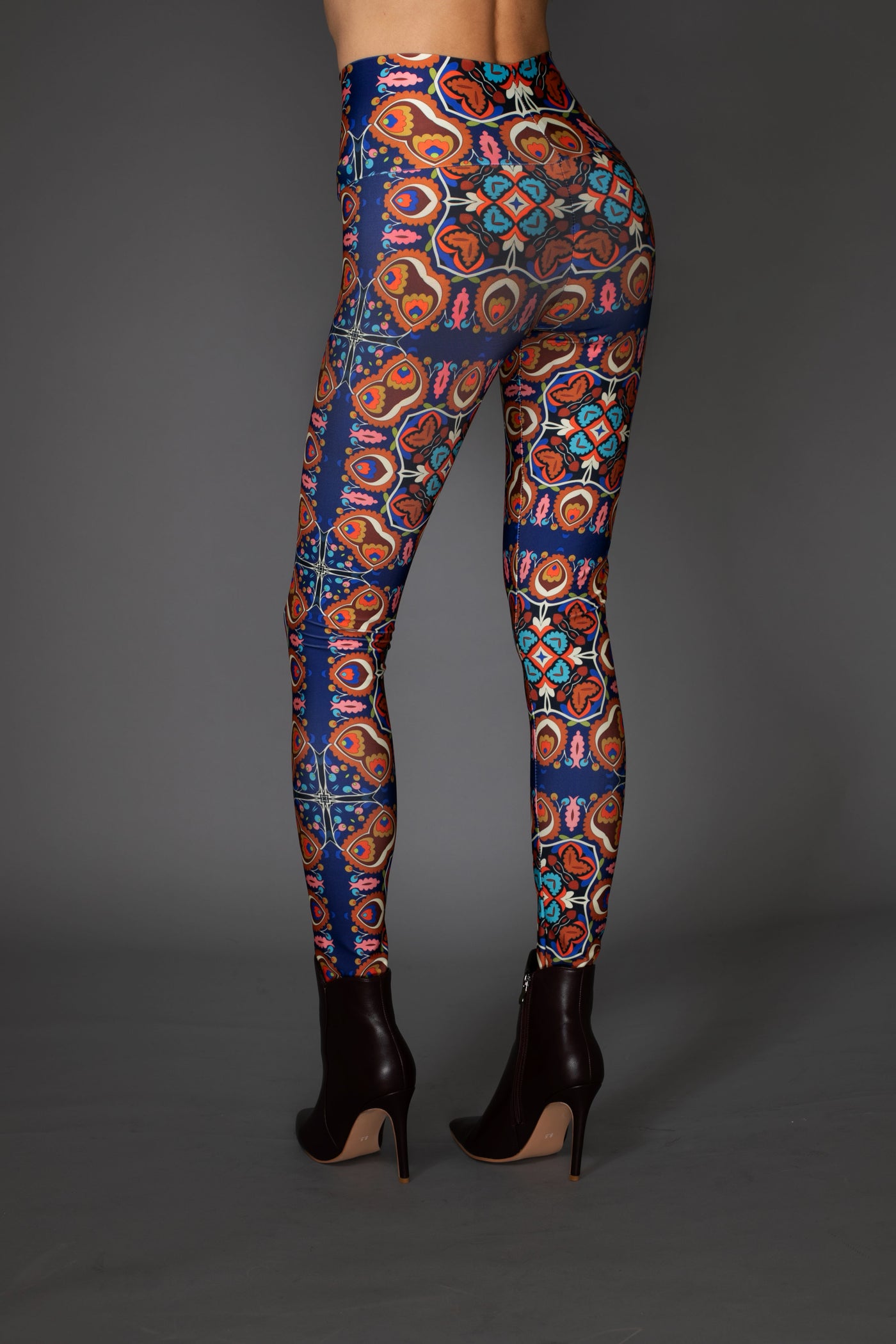 AW - Floral Blue Multi-Colored Patterned Leggings