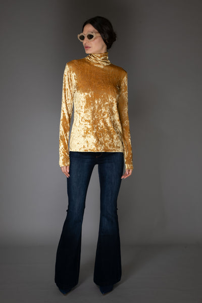 AW Velvet Turtleneck - Gold Long-Sleeve