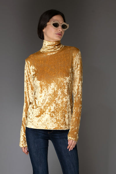 AW Velvet Turtleneck - Gold Long-Sleeve