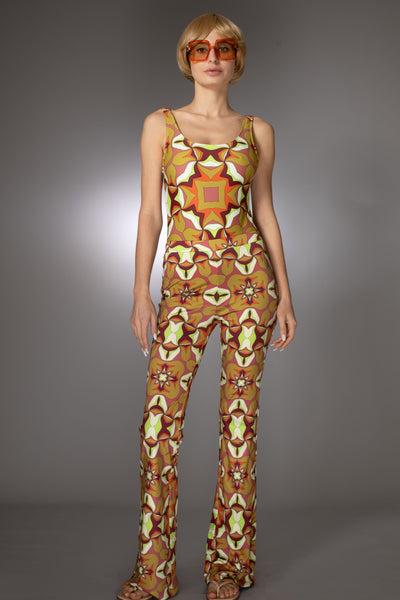 ST- Abstract Print Bronze Multicolor Swimsuit