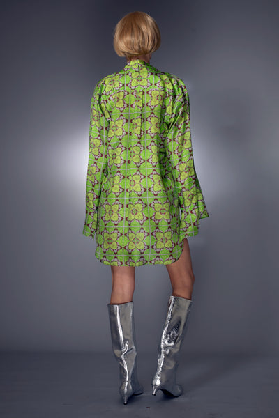 ST- Green High-Low Silk Nuvula Tunic