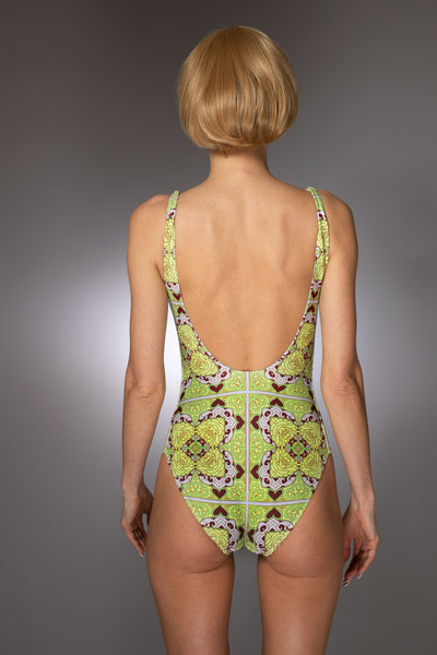 ST- Green Floral Print Swimsuit