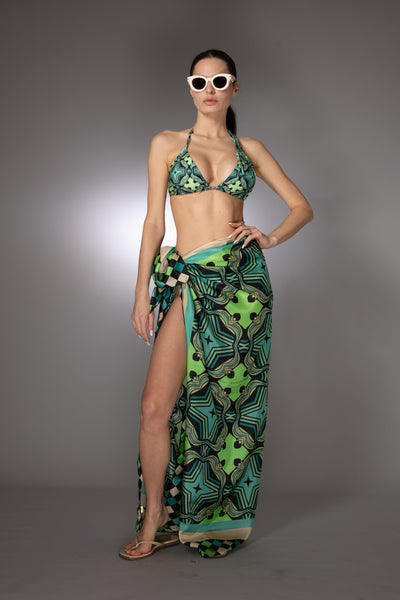 ST- Stars Print Silk Scarf Sarong