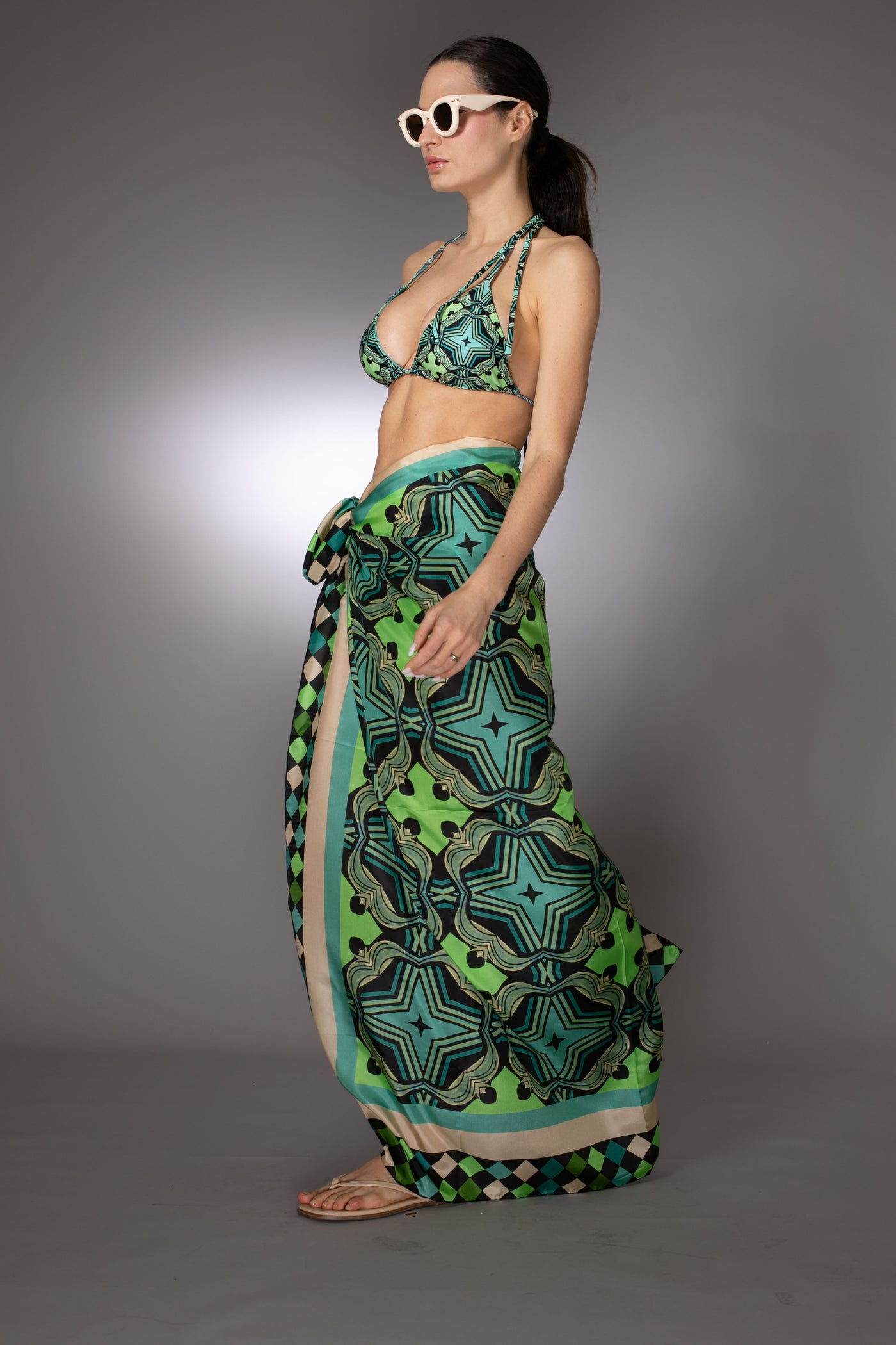 ST- Stars Print Silk Scarf Sarong