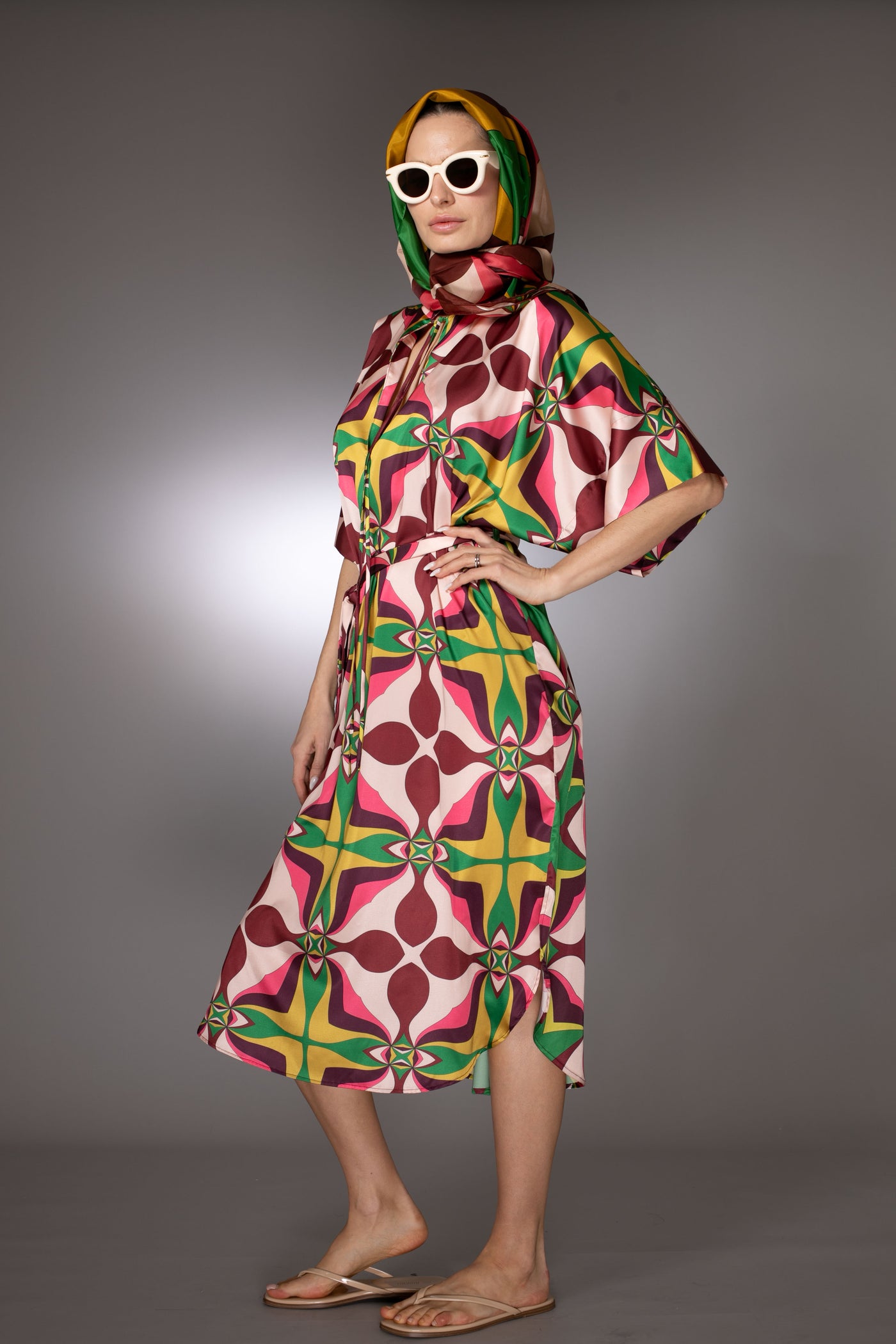 ST- Abstract Front tie Shirtdress