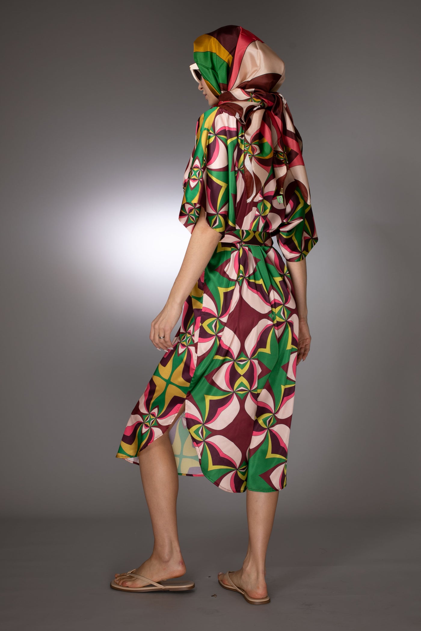 ST- Abstract Front tie Shirtdress