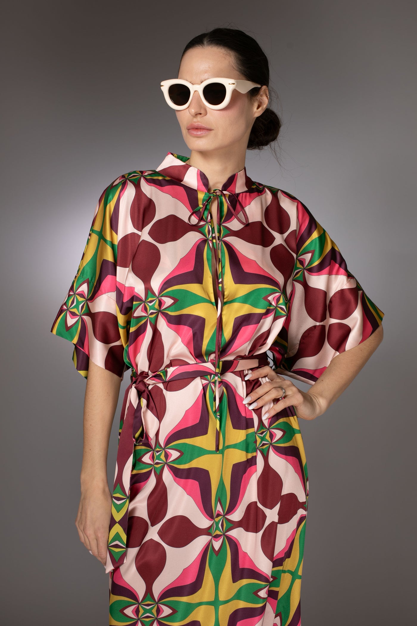 ST- Abstract Front tie Shirtdress