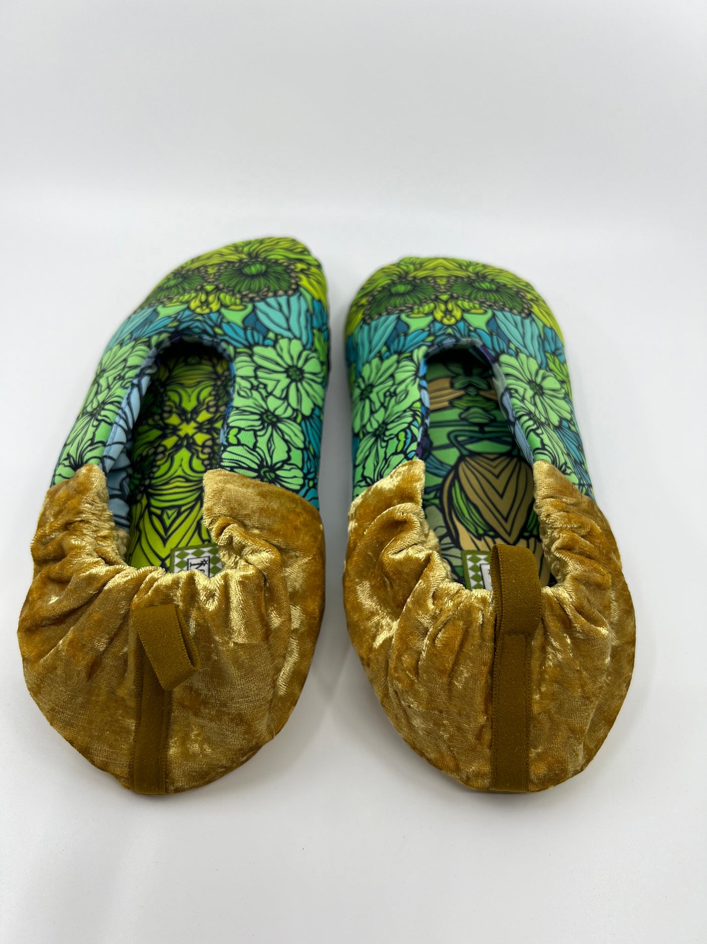 Green Garden Silken Satin Velvet Slippers