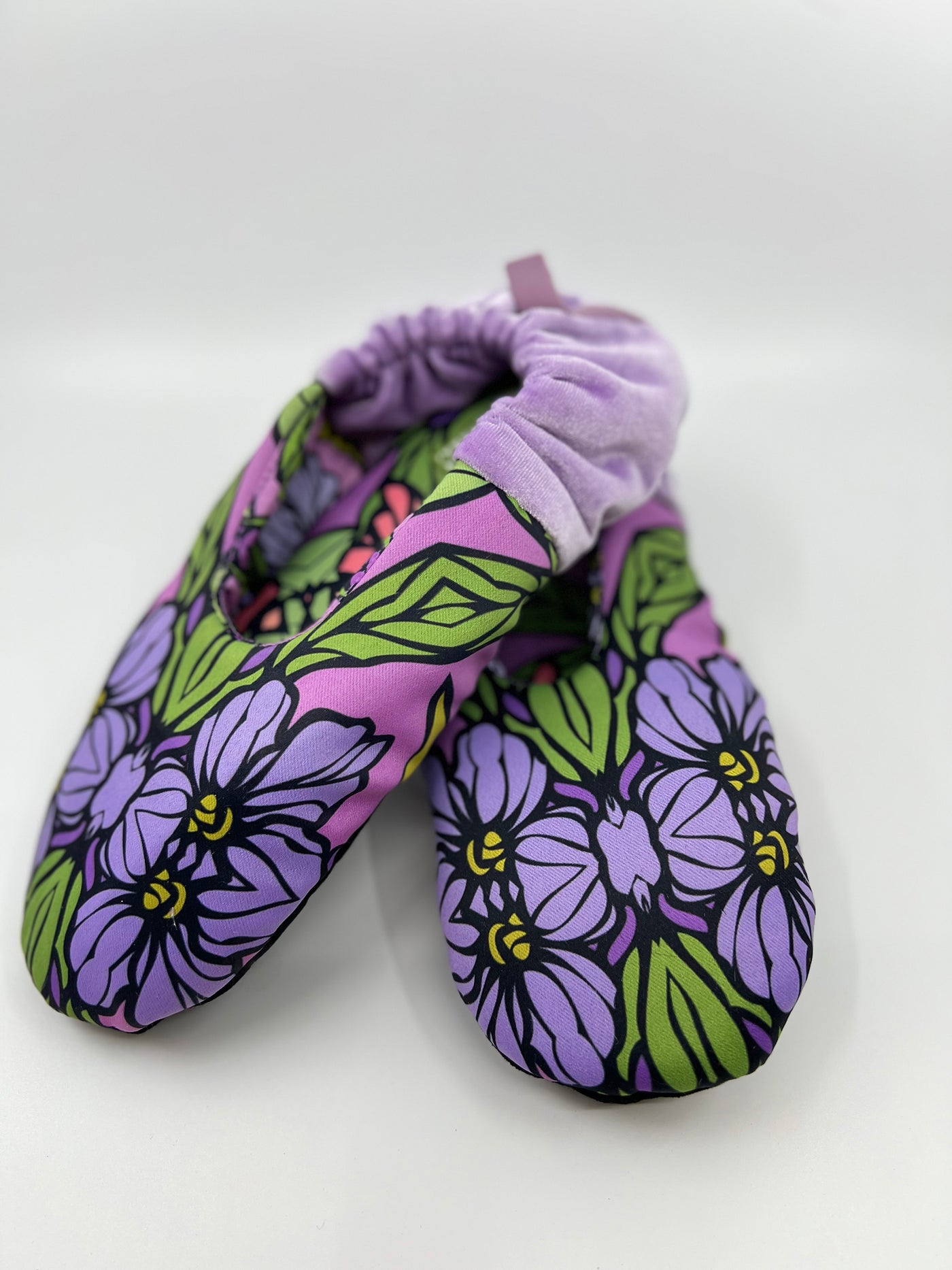 Purpple Garden Silken Satin Velvet Slippers