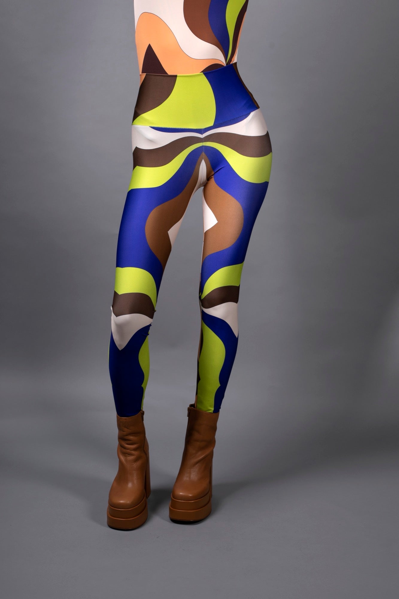 WAVES BROWN BLUE LEGGINGS